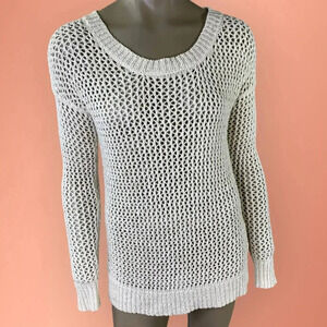 W118 by Walter Baker Cream Open Knit Pullover Sweater Women Size S Gold Thread